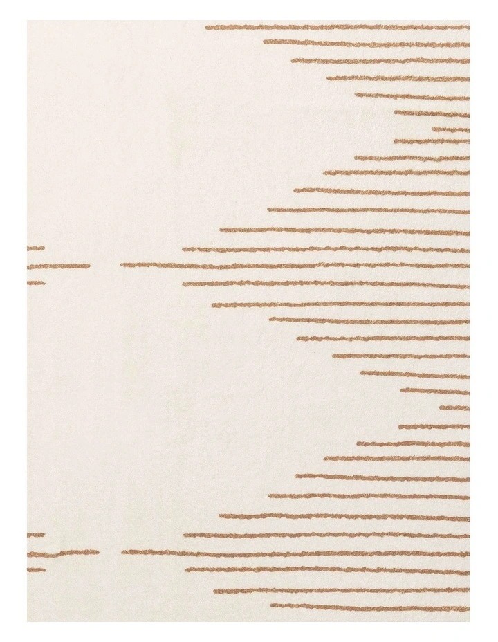MISS AMARA  LYRA IVORY AND BROWN DIAMOND STRIPE WASHABLE RUG image 5