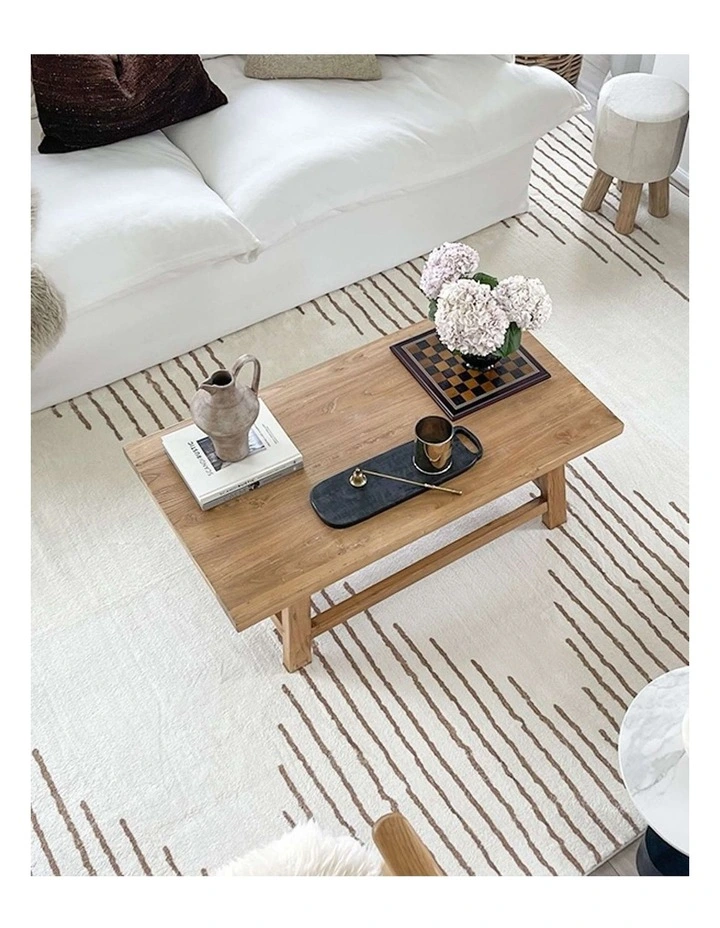 MISS AMARA  LYRA IVORY AND BROWN DIAMOND STRIPE WASHABLE RUG image 7