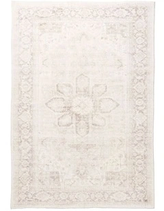 MISS AMARA  PATINA CREAM AND BEIGE DISTRESSED WASHABLE RUG