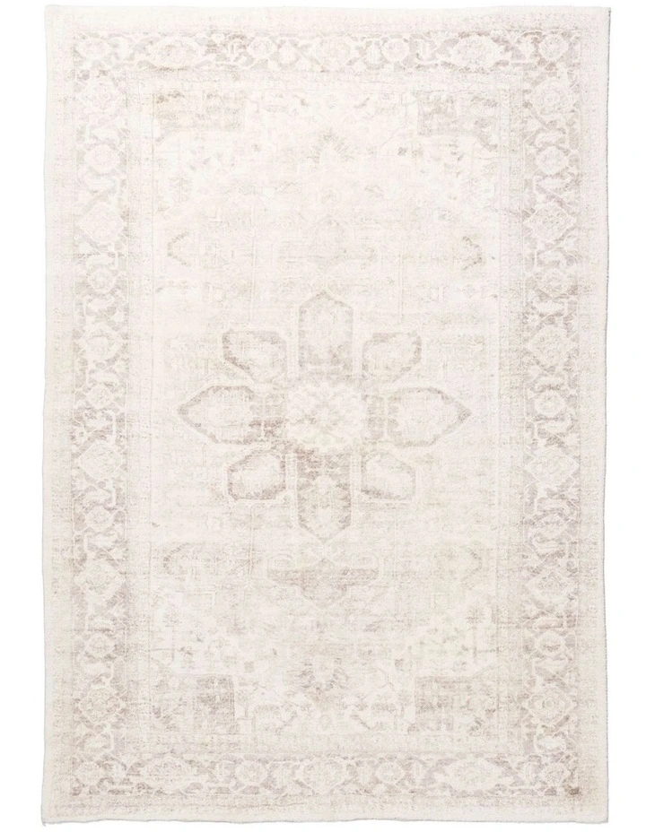 MISS AMARA PATINA CREAM AND BEIGE DISTRESSED WASHABLE RUG image 1