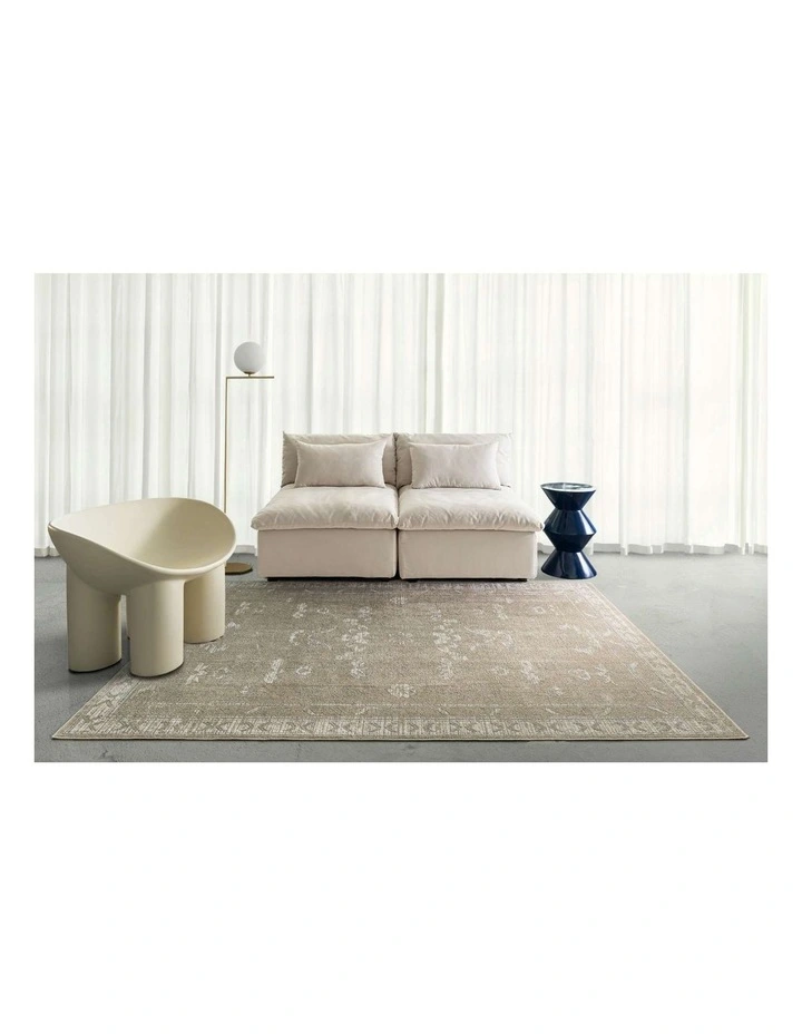 LOOPSIE  HAGASTROM GREY TAUPE VINTAGE WASHABLE RUG image 6