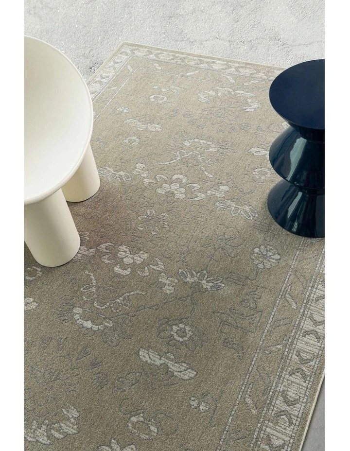LOOPSIE  HAGASTROM GREY TAUPE VINTAGE WASHABLE RUG image 7