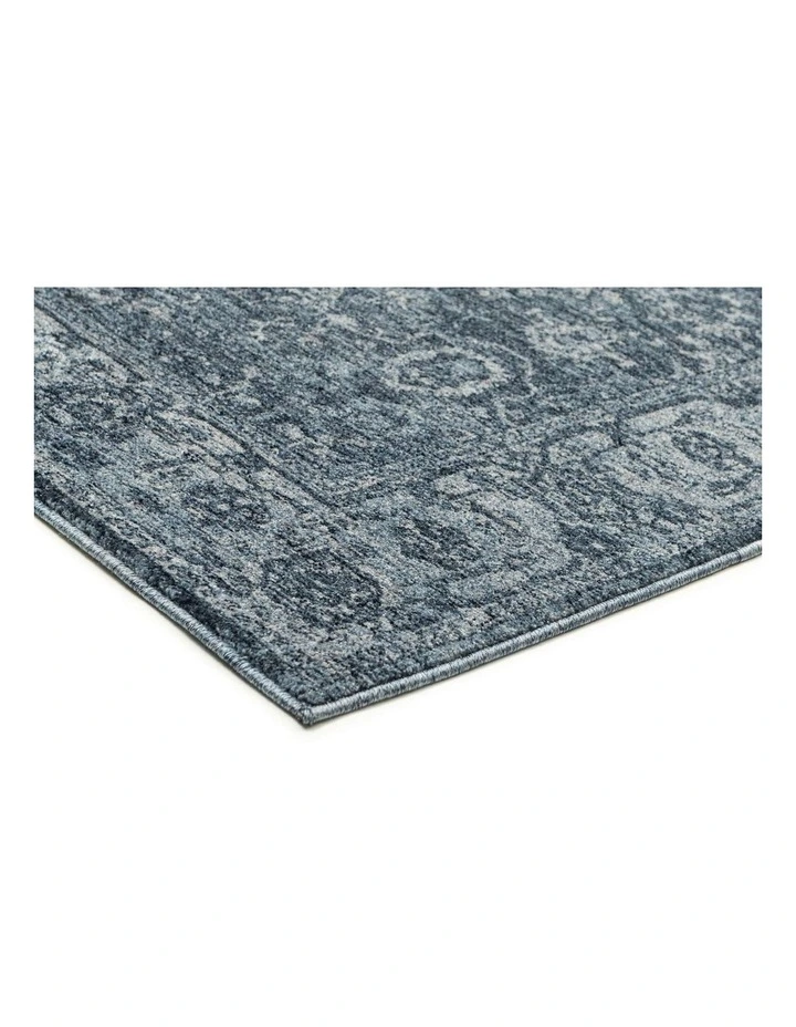 MISS AMARA  ALEXIS TONAL DISTRESSED INK BLUE RUNNER RUG image 2