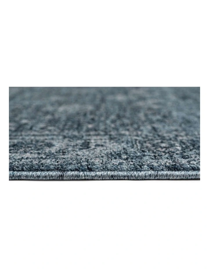 MISS AMARA  ALEXIS TONAL DISTRESSED INK BLUE RUNNER RUG image 4