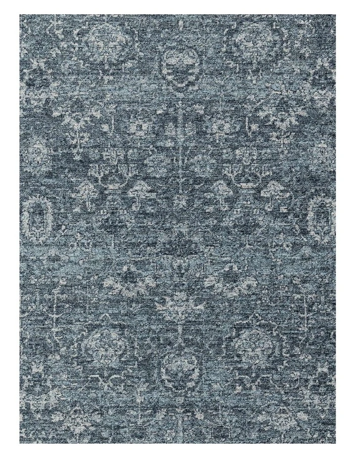 MISS AMARA  ALEXIS TONAL DISTRESSED INK BLUE RUNNER RUG image 5
