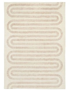 MISS AMARA  SARGOLA IVORY CURVE PATTERN WASHABLE RUG