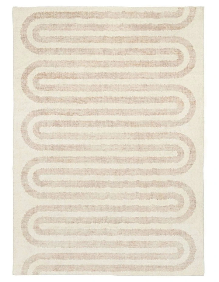 MISS AMARA  SARGOLA IVORY CURVE PATTERN WASHABLE RUG image 1
