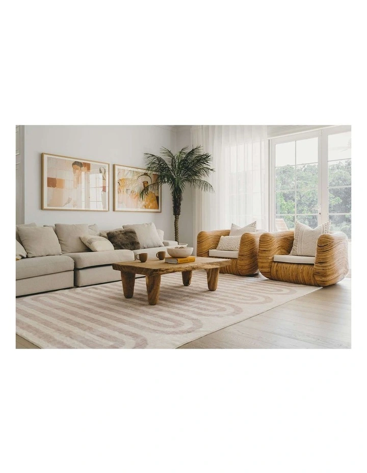 MISS AMARA  SARGOLA IVORY CURVE PATTERN WASHABLE RUG image 7