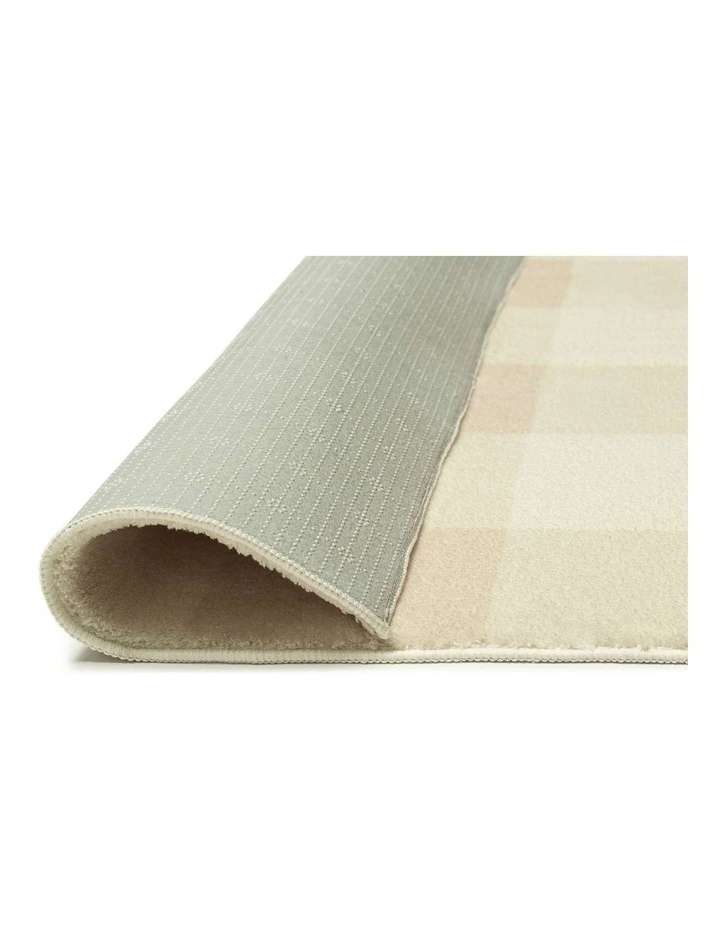 MISS AMARA  ZIRA NEUTRAL BEIGE GINGHAM WASHABLE RUG image 3