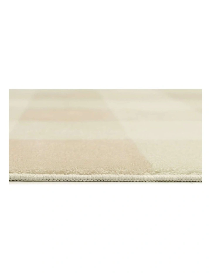 MISS AMARA  ZIRA NEUTRAL BEIGE GINGHAM WASHABLE RUG image 4