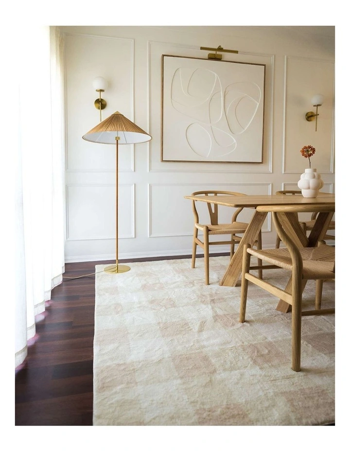 MISS AMARA  ZIRA NEUTRAL BEIGE GINGHAM WASHABLE RUG image 7