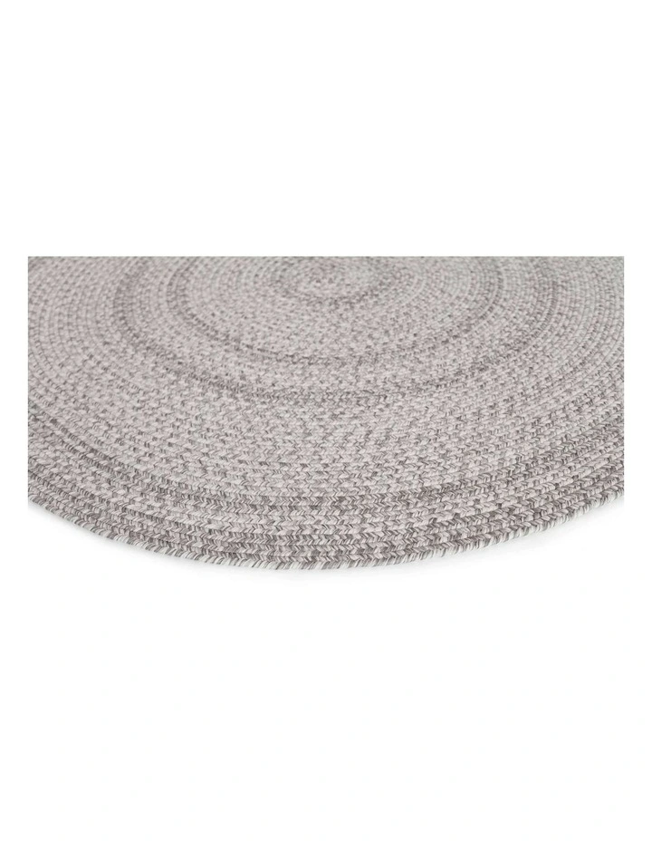 MISS AMARA  MIKA GREY BRAIDED FLATWEAVE INDOOR OUTDOOR ROUND RUG image 2
