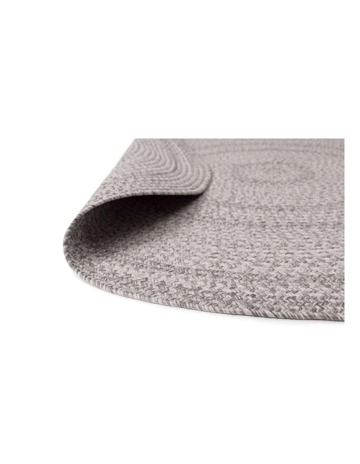 MISS AMARA  MIKA GREY BRAIDED FLATWEAVE INDOOR OUTDOOR ROUND RUG image 3