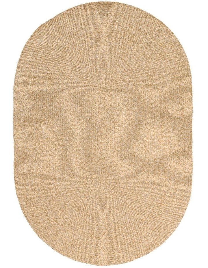 MISS AMARA  MALIA BEIGE BRAIDED FLATWEAVE INDOOR OUTDOOR OVAL RUG image 1