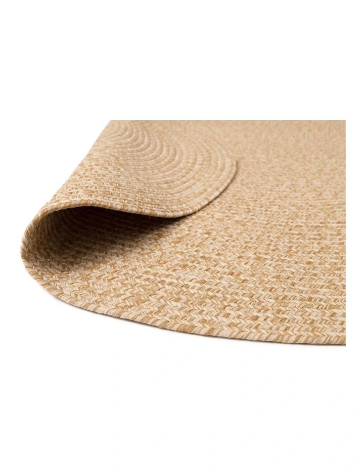 MISS AMARA  MALIA BEIGE BRAIDED FLATWEAVE INDOOR OUTDOOR OVAL RUG image 3