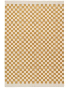 LOOPSIE  SEGUNDO YELLOW AND CREAM CHECKERED WASHABLE RUG