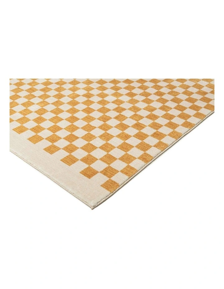 LOOPSIE  SEGUNDO YELLOW AND CREAM CHECKERED WASHABLE RUG image 2