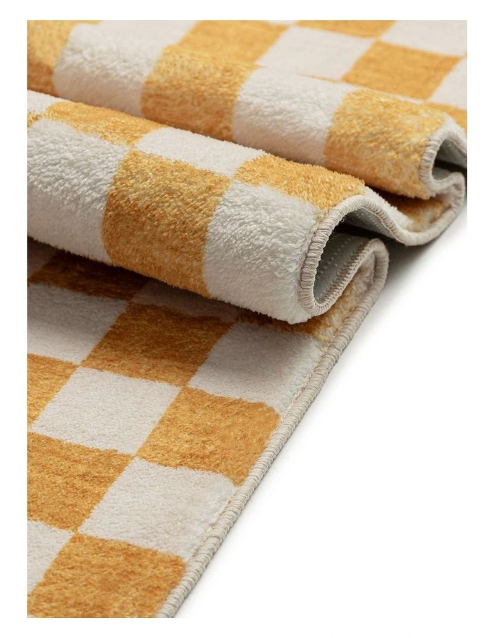 LOOPSIE  SEGUNDO YELLOW AND CREAM CHECKERED WASHABLE RUG image 4