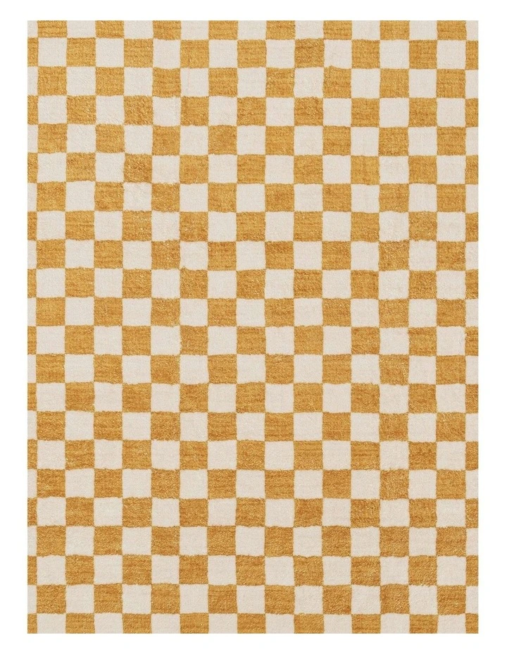 LOOPSIE  SEGUNDO YELLOW AND CREAM CHECKERED WASHABLE RUG image 5