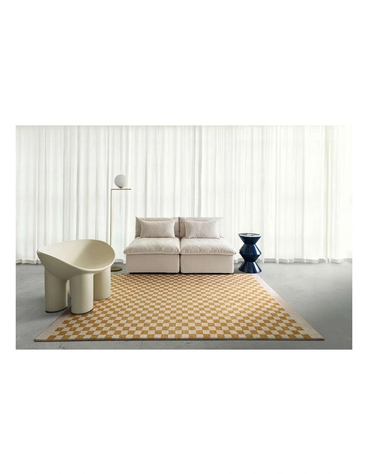 LOOPSIE  SEGUNDO YELLOW AND CREAM CHECKERED WASHABLE RUG image 6