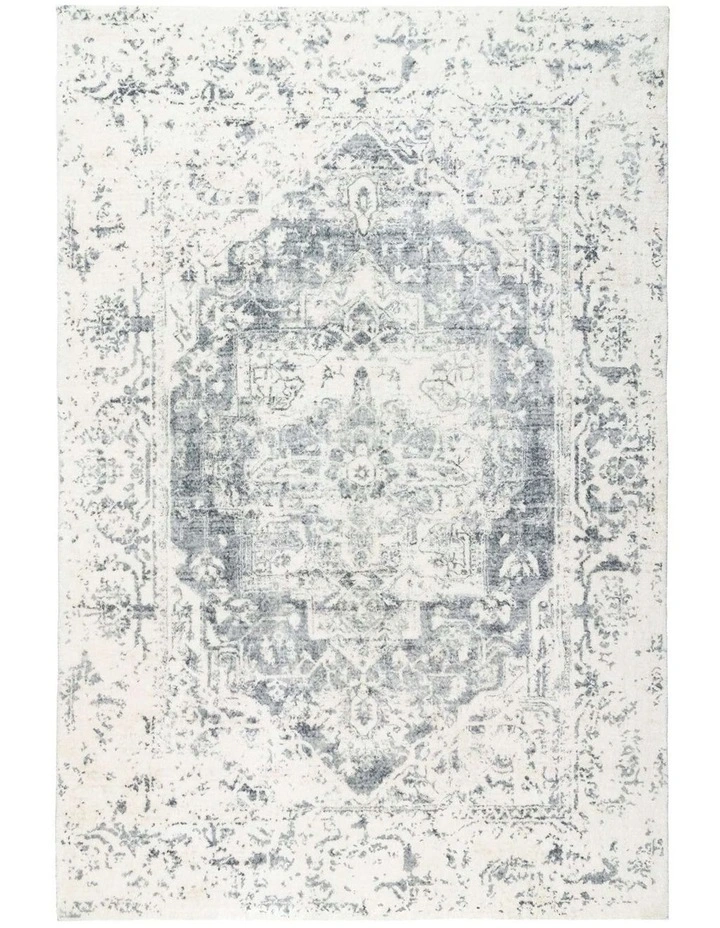 MISS AMARA YELINA CREAM AND GREY DISTRESSED WASHABLE RUG image 1