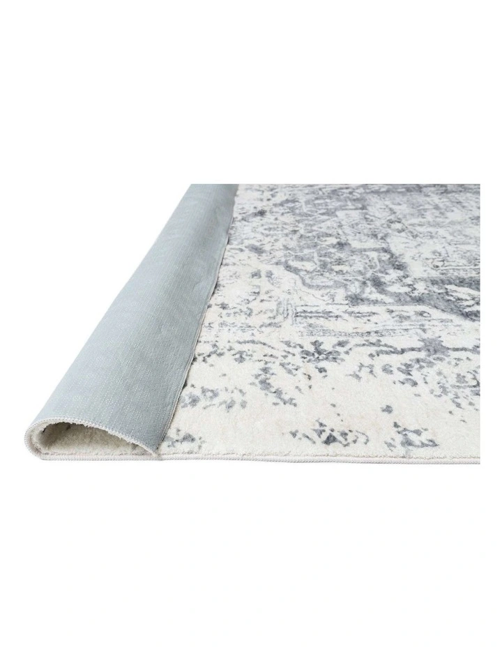 MISS AMARA YELINA CREAM AND GREY DISTRESSED WASHABLE RUG image 3
