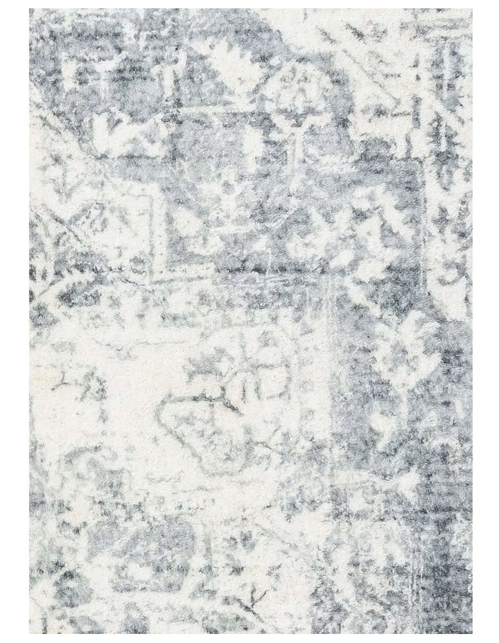 MISS AMARA YELINA CREAM AND GREY DISTRESSED WASHABLE RUG image 4