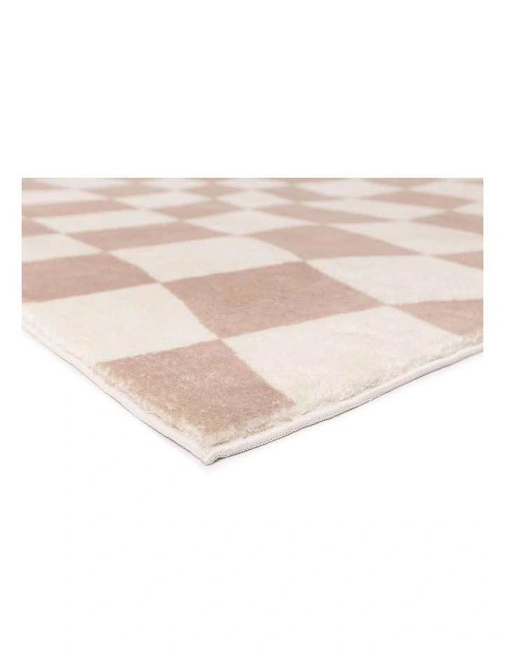 MISS AMARA  LOGAN BEIGE AND IVORY ABSTRACT CHECKERED WASHABLE RUG image 2