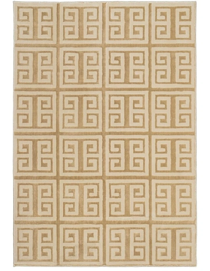 LOOPSIE  THETIS TEXTURED GEOMETRIC BEIGE WASHABLE RUG image 1