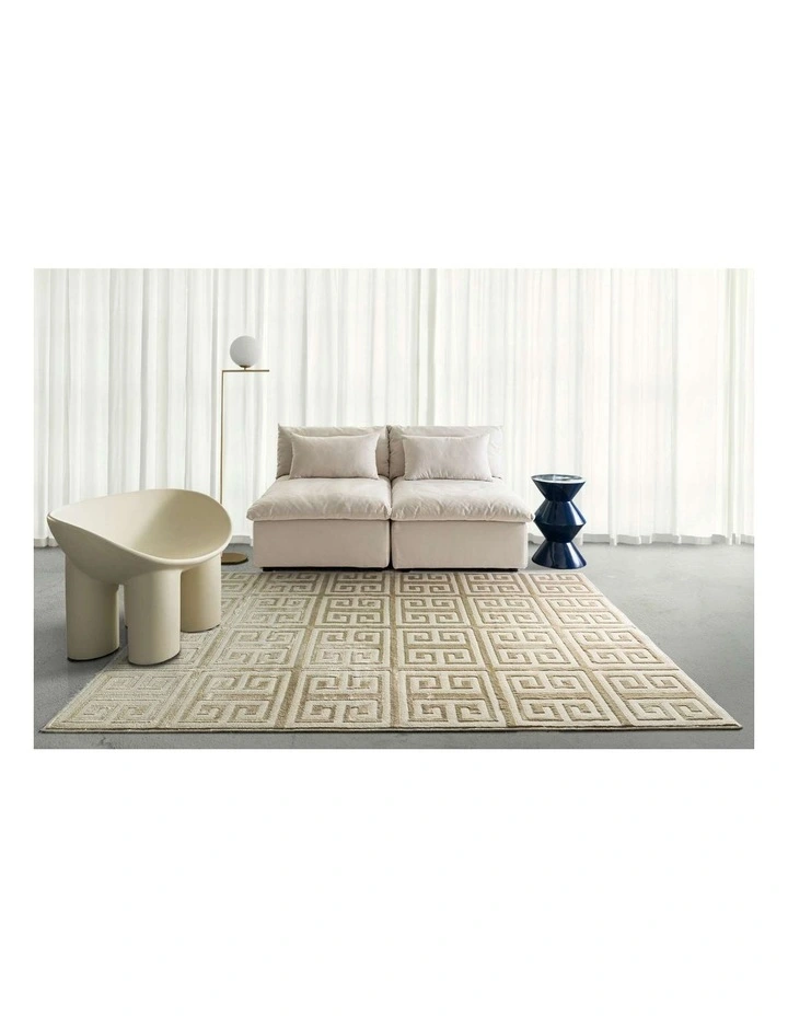 LOOPSIE  THETIS TEXTURED GEOMETRIC BEIGE WASHABLE RUG image 6
