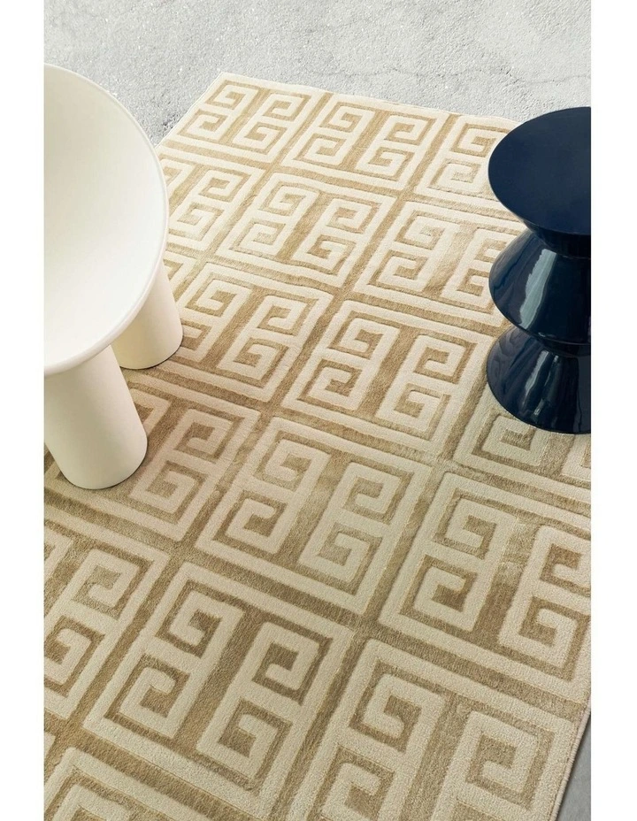 LOOPSIE  THETIS TEXTURED GEOMETRIC BEIGE WASHABLE RUG image 7