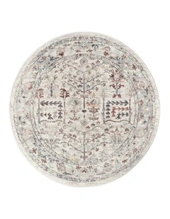 MISS AMARA  LIVVIE BLUE AND ORANGE MULTI-COLOUR DISTRESSED ROUND RUG