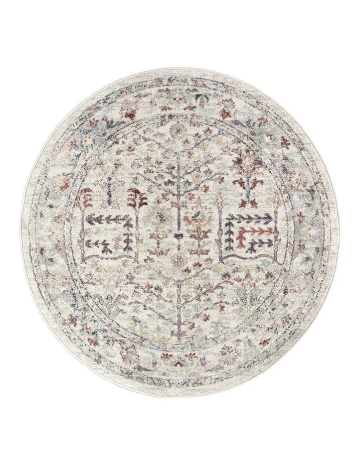 MISS AMARA LIVVIE BLUE AND ORANGE MULTI-COLOUR DISTRESSED ROUND RUG image 1