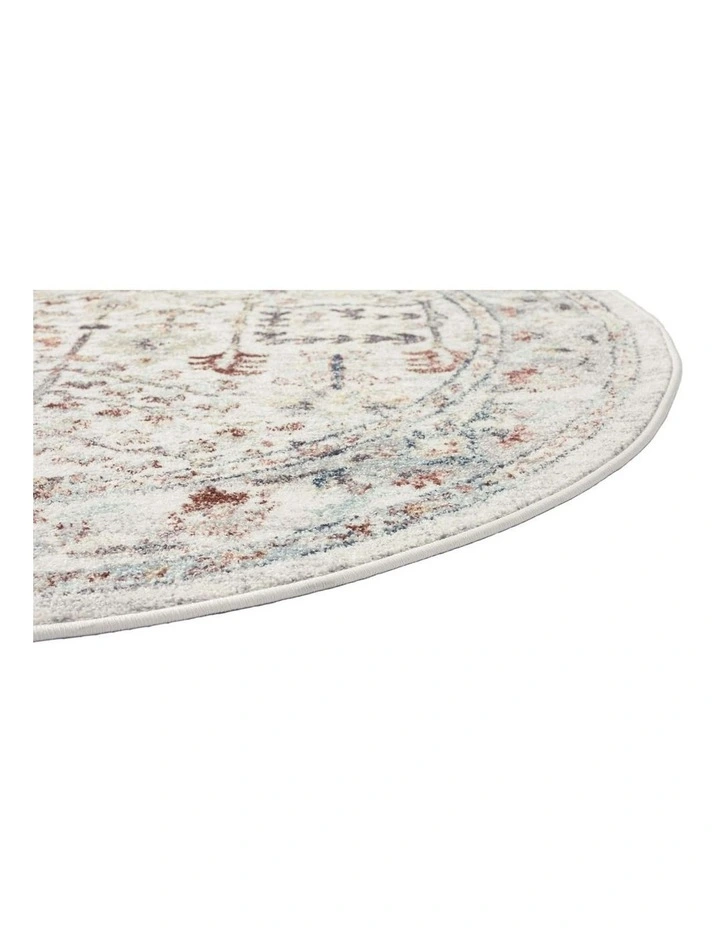 MISS AMARA LIVVIE BLUE AND ORANGE MULTI-COLOUR DISTRESSED ROUND RUG image 2