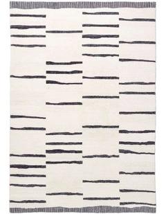 MISS AMARA  VESPER BLACK AND IVORY TRIBAL WASHABLE RUG