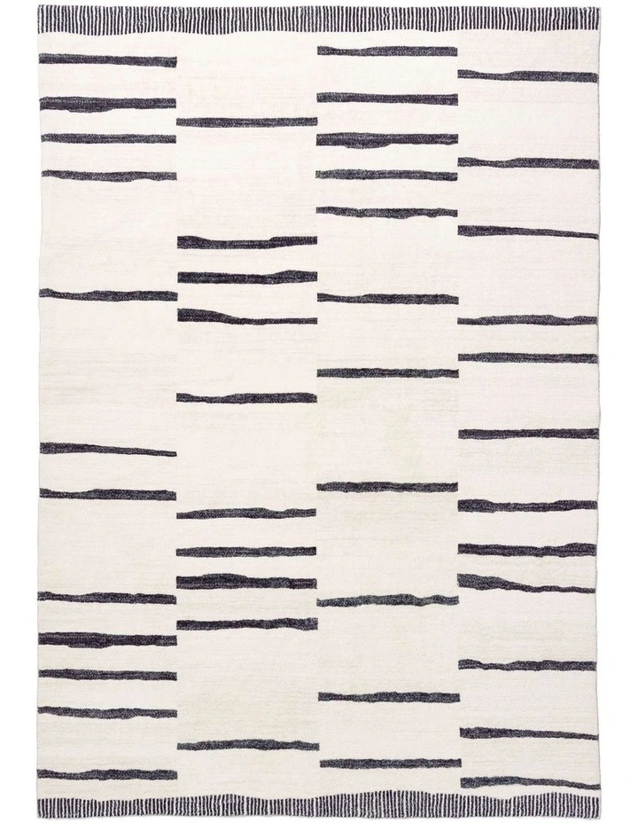 MISS AMARA  VESPER BLACK AND IVORY TRIBAL WASHABLE RUG image 1