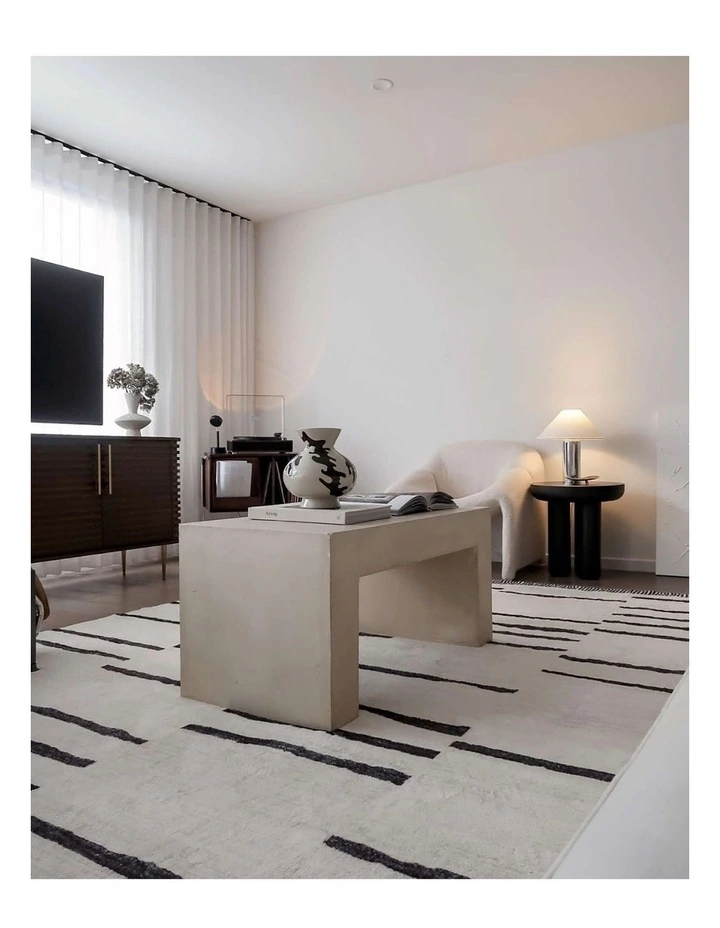 MISS AMARA  VESPER BLACK AND IVORY TRIBAL WASHABLE RUG image 6