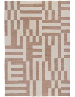 LOOPSIE  KIJO BEIGE AND CREAM GEOMETRIC LINES WASHABLE RUG
