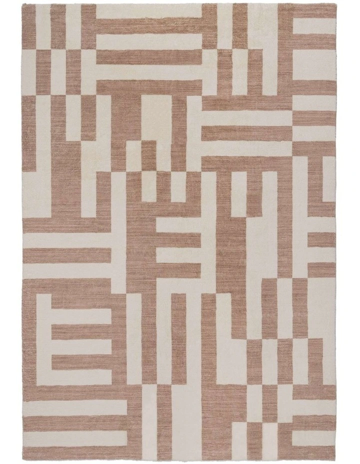 LOOPSIE  KIJO BEIGE AND CREAM GEOMETRIC LINES WASHABLE RUG image 1