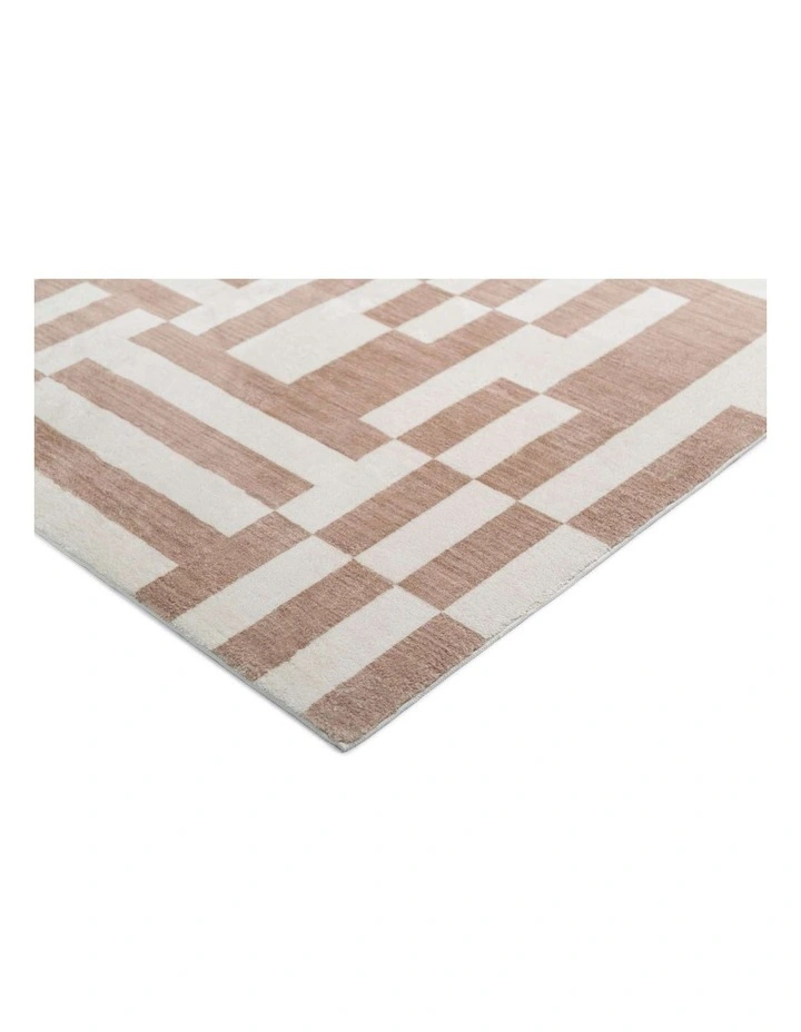 LOOPSIE  KIJO BEIGE AND CREAM GEOMETRIC LINES WASHABLE RUG image 2