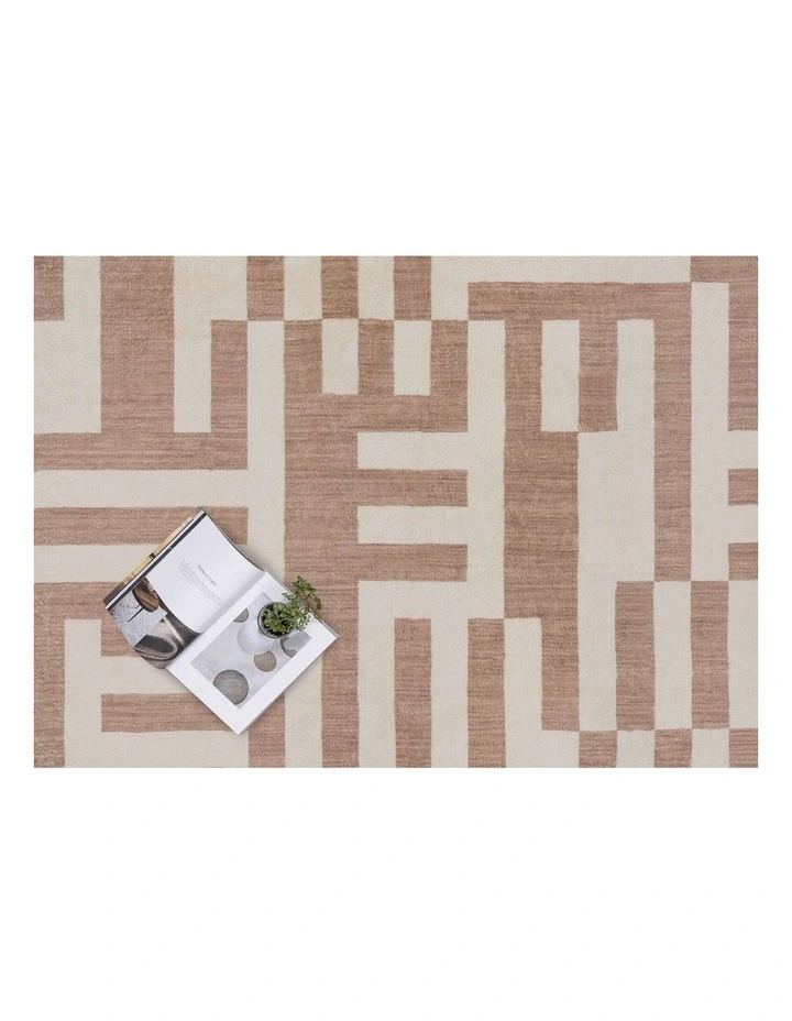 LOOPSIE  KIJO BEIGE AND CREAM GEOMETRIC LINES WASHABLE RUG image 4