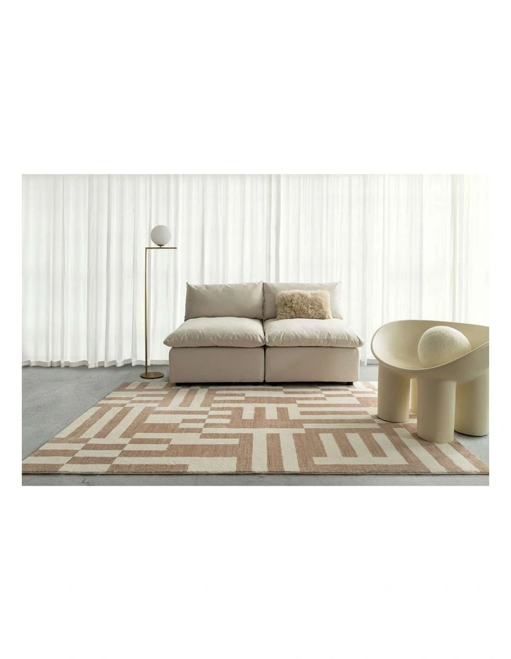 LOOPSIE  KIJO BEIGE AND CREAM GEOMETRIC LINES WASHABLE RUG image 5