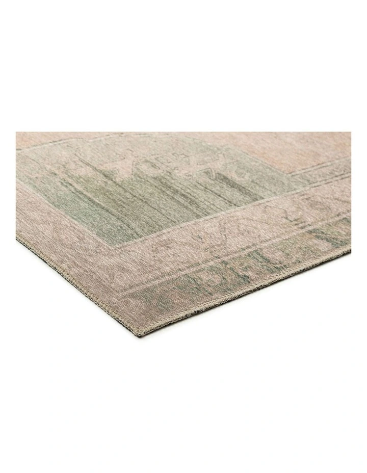 MISS AMARA JANELLA BEIGE AND GREEN MEDALLION WASHABLE RUG image 2