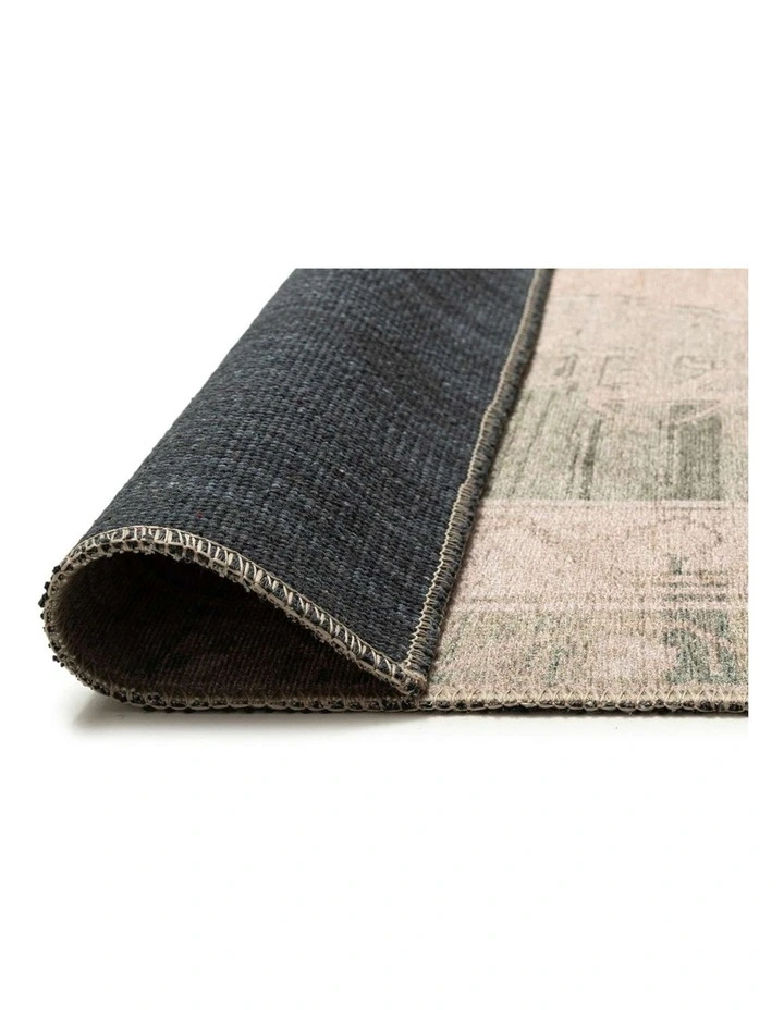MISS AMARA JANELLA BEIGE AND GREEN MEDALLION WASHABLE RUG image 3