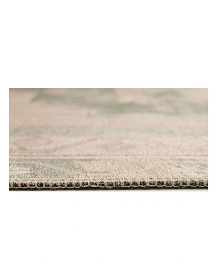 MISS AMARA JANELLA BEIGE AND GREEN MEDALLION WASHABLE RUG image 4