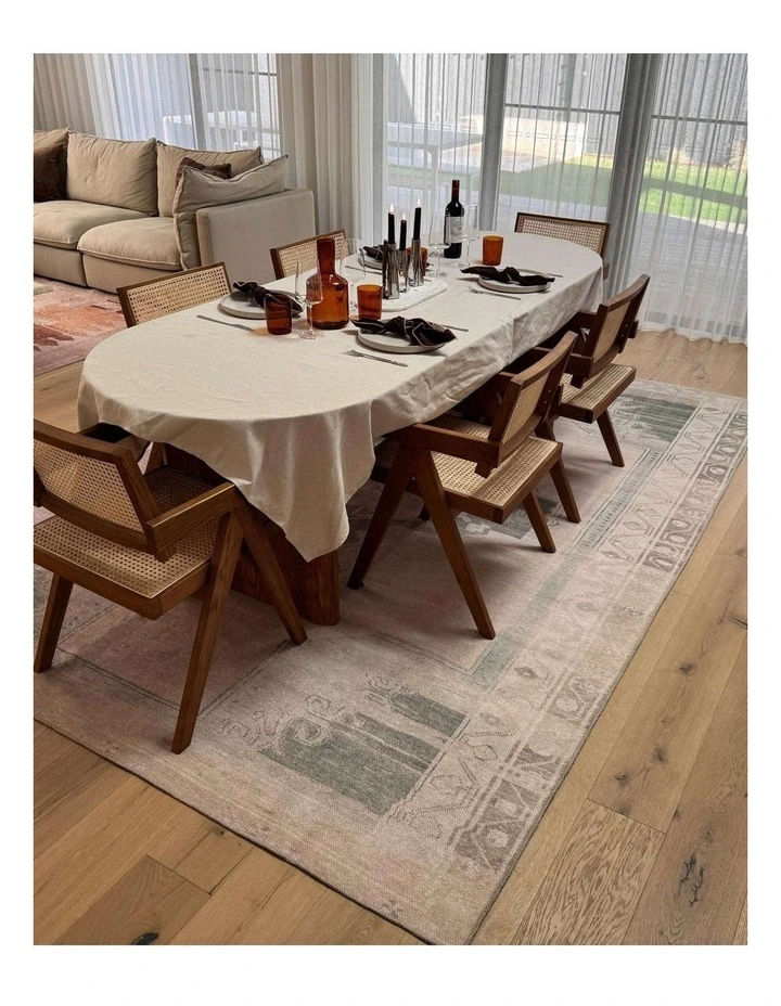MISS AMARA JANELLA BEIGE AND GREEN MEDALLION WASHABLE RUG image 7