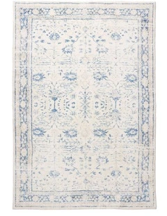 MISS AMARA  SARAFINA BLUE AND GREY DISTRESSED WASHABLE RUG