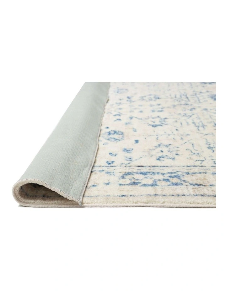 MISS AMARA  SARAFINA BLUE AND GREY DISTRESSED WASHABLE RUG image 3