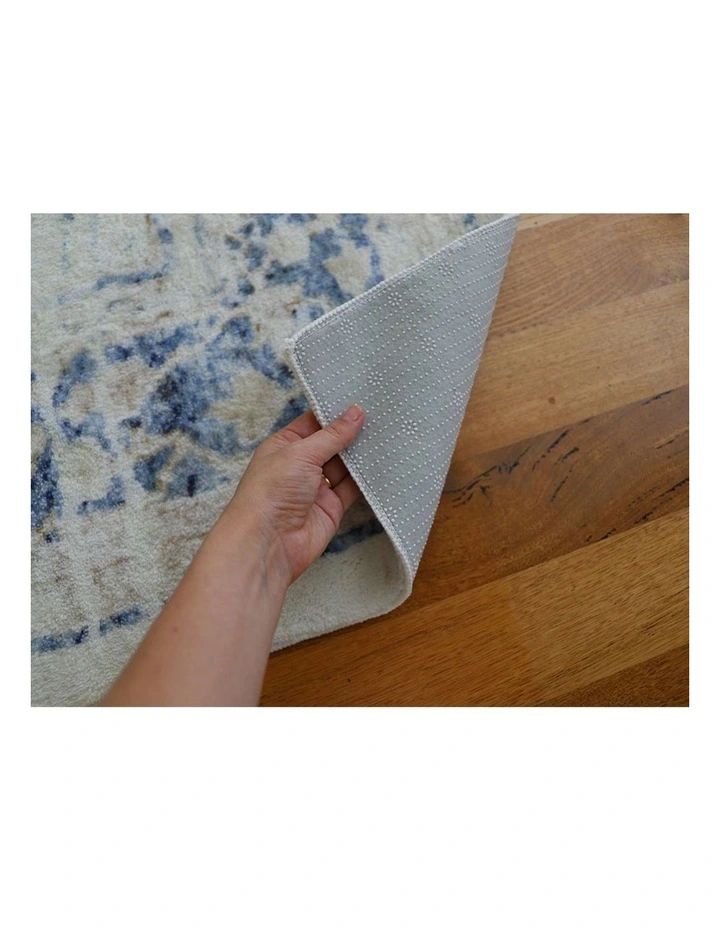 MISS AMARA  SARAFINA BLUE AND GREY DISTRESSED WASHABLE RUG image 6