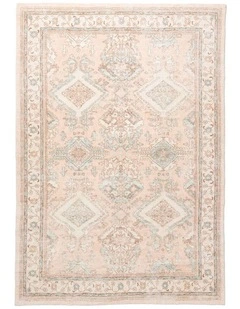MISS AMARA  EDWINA PEACH AND BLUE DISTRESSED WASHABLE RUG